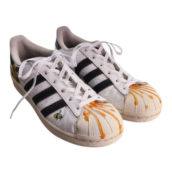 ADIDAS Customized Superstar Low-Top Sneaker Sunflower & Honey Bee Womens SZ 6.5 - Picture 12 of 12